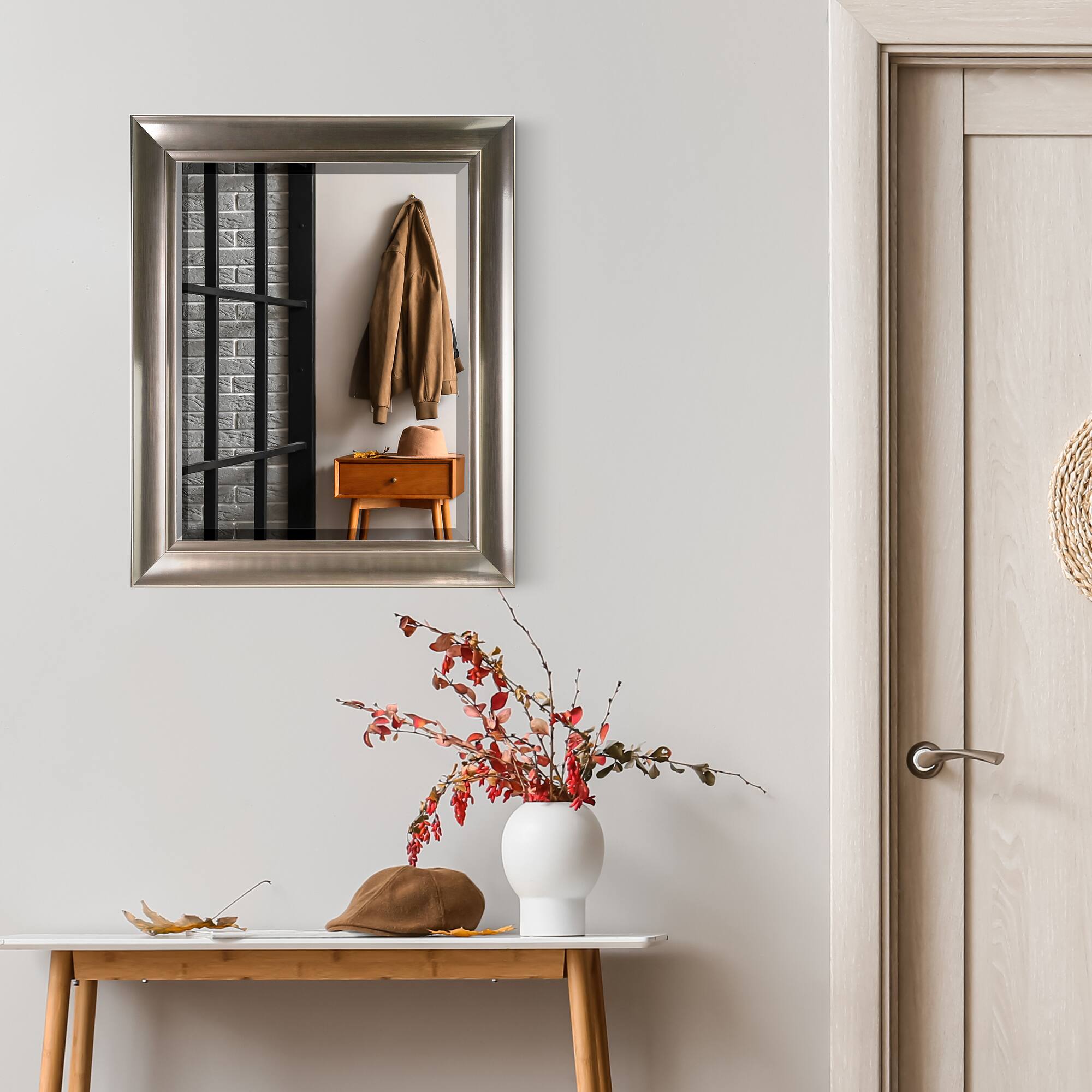 Head West 35" x 29" Oil Rubbed Antique Brushed Nickel Framed Wall Mirror